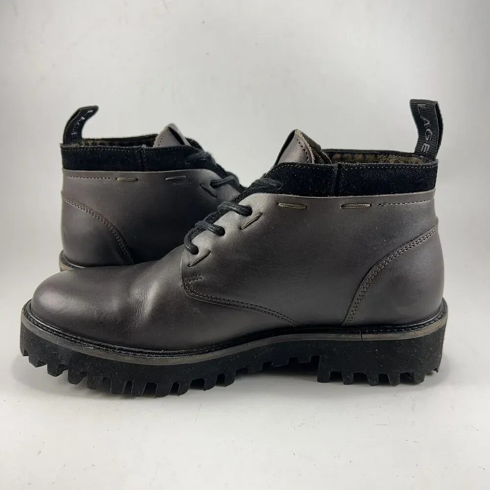 Karl Lagerfeld Paris Chukka Boots Mens Size 7 Brown Leather Chunky Lug Soles